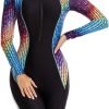 Women's One Piece Long Sleeve Rash Guard Knee High Bathing Suits Swimsuit Sport Surfing Wear Athletic Swimwear