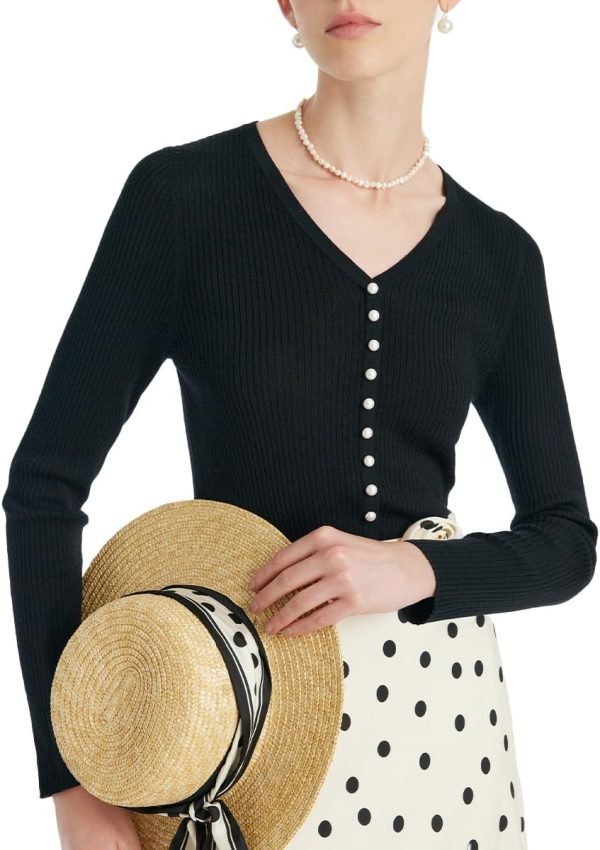 Long Sleeve Crop Tops for Women Trendy Knitted Basic Shirts Business Casual