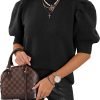 61DPbQ59lVL._AC_SL1145 Women's Puff Short Sleeve Sweaters 2024 Fashion Spring Tops Casual Pullover Shirts