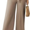 Womens Wide Leg Lounge Pants High Waisted Business Work Casual Pants Adjustable Tie Knot Loose Trousers with Pocket