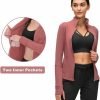 Womens Sports Running Yoga Jacket Slim Fit Full Zip Track Jacket Turtleneck Workout Jacket