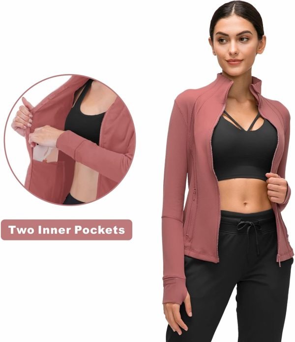 Womens Sports Running Yoga Jacket Slim Fit Full Zip Track Jacket Turtleneck Workout Jacket