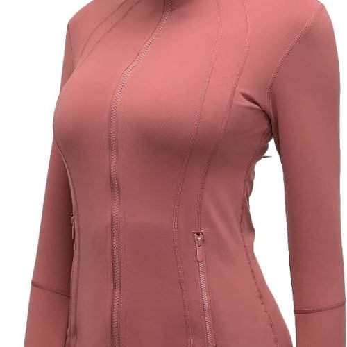 Womens Sports Running Yoga Jacket Slim Fit Full Zip Track Jacket Turtleneck Workout Jacket
