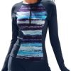 61HZeLp78hL._AC_SL1500 Women Two Piece Rash Guard Long Sleeve Half-Zipper UPF 50 Athletic Surfing Swimsuit