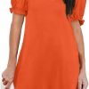 Women's Casual Dresses Puff Short Sleeve V-Neck Cocktail Dress with Pockets