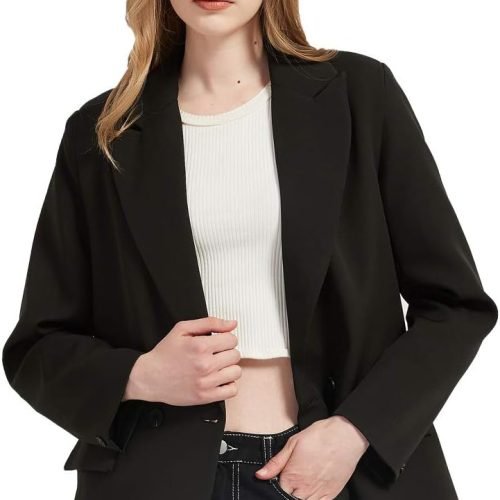 Women's Casual Long Sleeve Lapel Oversized Button Work Office Blazer Suit Jacket