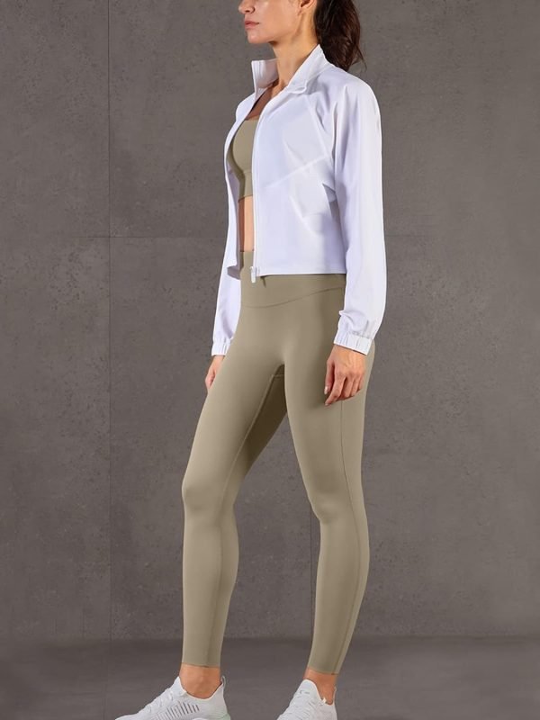 UPF 50+ Workout Jackets for Women Athletic Zip Up Running Jacket Sun Protection Lightweight UPF Cropped Jacket