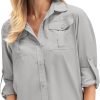 Women's Quick Dry Sun UV Protection Convertible Long Sleeve Safari Shirts for Hiking Camping Fishing Sailing