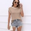 Womens Cap Sleeve Sweater Vest Summer Tops Sleeveless Tank Tops 2024 Trendy Spring Clothes Striped Short Sleeve Shirts