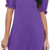 Women's Casual Dresses Puff Short Sleeve V-Neck Cocktail Dress with Pockets
