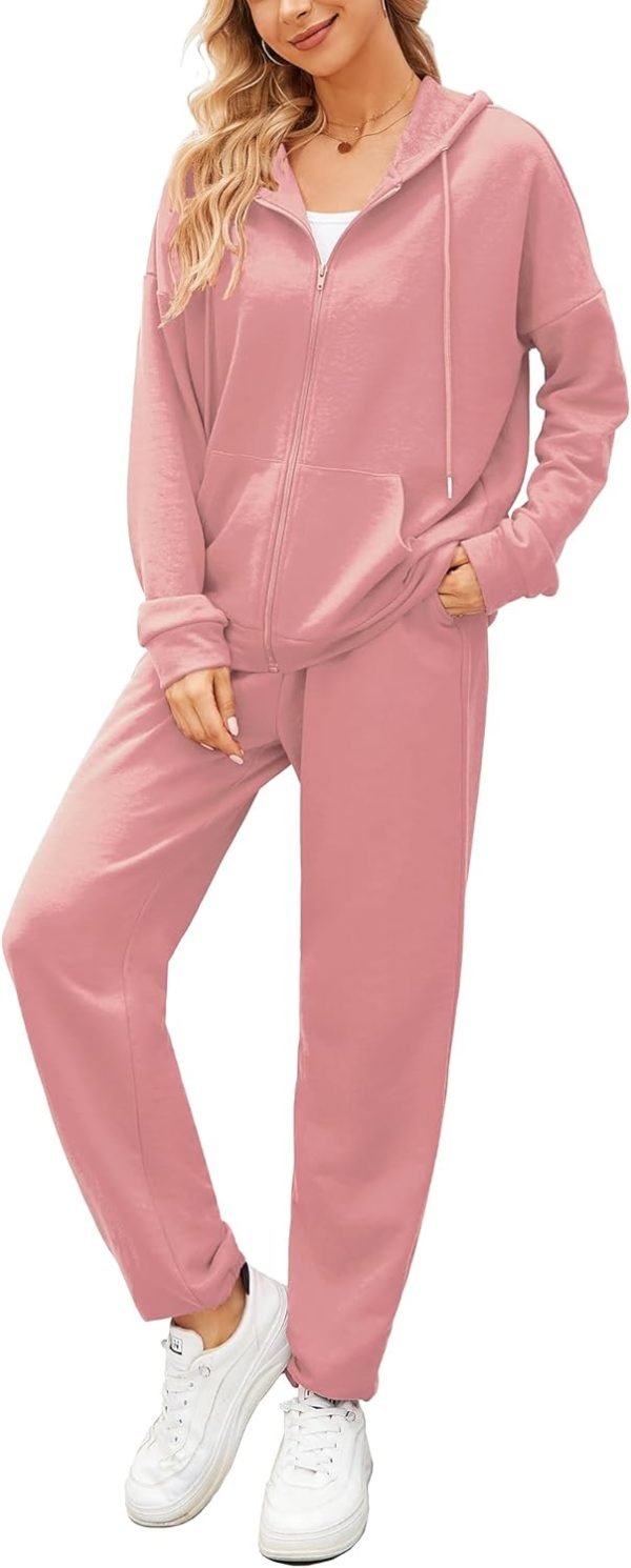 Women 2 Piece Outfits Tracksuit Casual Zip Up Hoodie Sweatsuits Jogging Long Pant Set