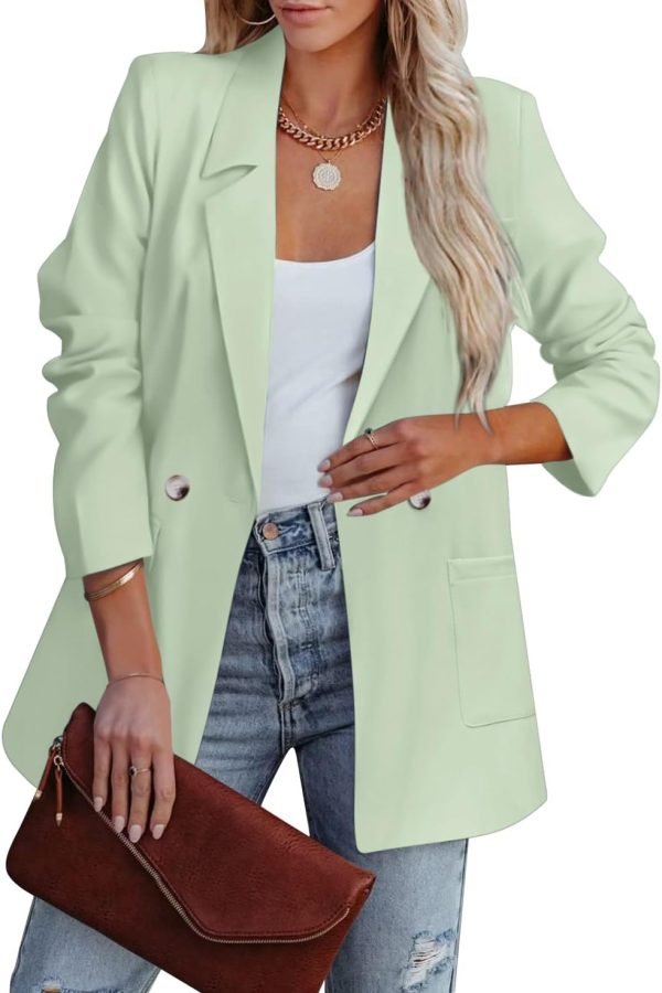 Womens Casual Blazers Oversized Open Front Cardigan Long Sleeve Work Office Blazer Jackets S-XXL
