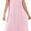 Women's Nightgown Sleeveless Sleepwear Wide Strap Sleep Shirt Pleated Scoopneck Nightshirt