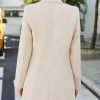 Women Open Front Blazers Long Sleeve Casual OL Office Slim Buttonless Suit Jacket with Pockets