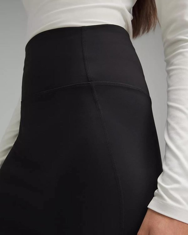 Women Office Work Pencil Skirts Stretchy High Waist Tummy Control Nylon Midi Bodycon Skirts Below Knee Back Slit