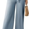 Womens Wide Leg Lounge Pants High Waisted Business Work Casual Pants Adjustable Tie Knot Loose Trousers with Pocket
