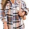 Trendy Queen Womens Flannel Shacket Jacket Casual Plaid Button Down Long Sleeve Shirt Fall Clothes Outfits