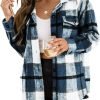 Trendy Queen Womens Flannel Shacket Jacket Casual Plaid Button Down Long Sleeve Shirt Fall Clothes Outfits