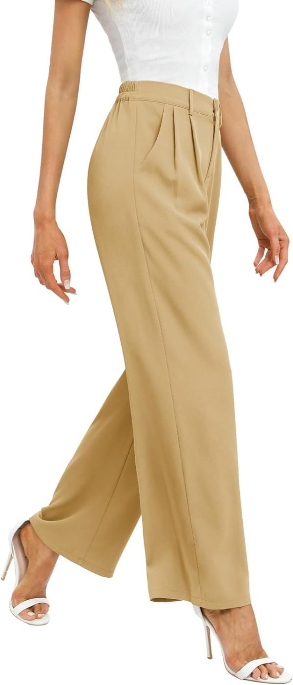 Women's Business Work Trousers High Waisted Wide Leg Pants Long Straight Suit Pants with Pocket