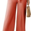 Womens Wide Leg Lounge Pants High Waisted Business Work Casual Pants Adjustable Tie Knot Loose Trousers with Pocket
