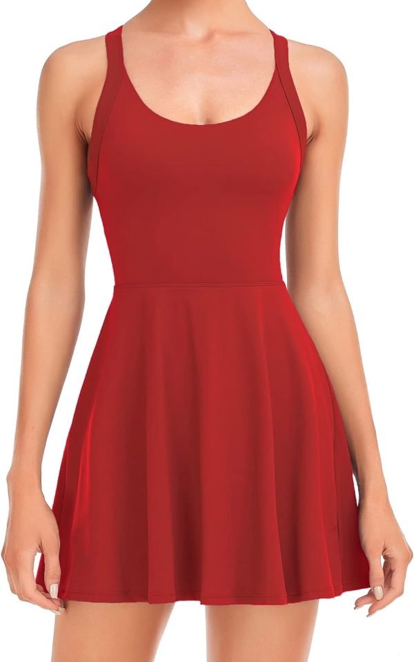 Womens Tennis Dress with Built in Shorts and Bra Workout Dress Golf Athletic Dress for Women
