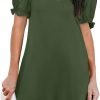 Women's Casual Dresses Puff Short Sleeve V-Neck Cocktail Dress with Pockets
