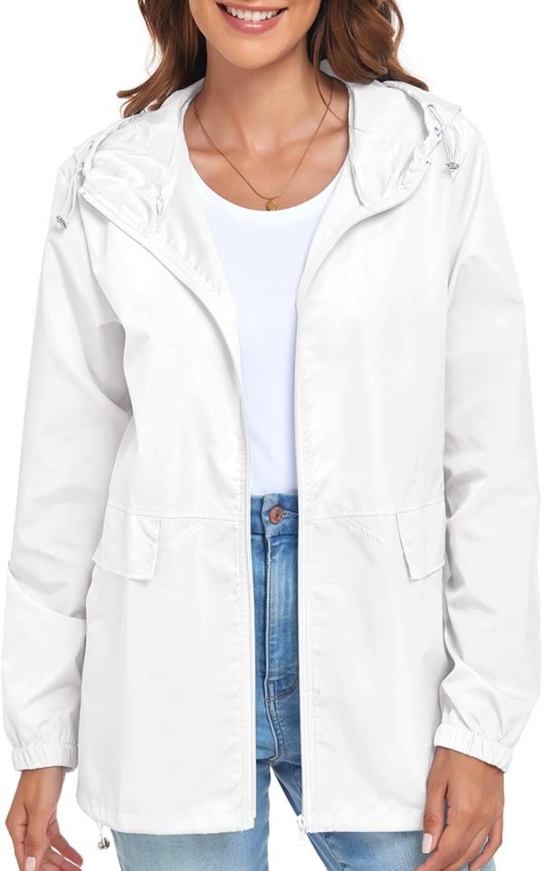 Women's Lightweight Raincoat Waterproof Packable Outdoor Windproof Hooded Active Rain Jacket S-XXL