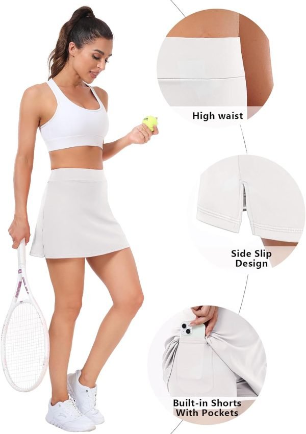 Tennis Skirts for Women Athletic Golf Skorts Workout Running Skirt Sports Activewear with Shorts Pocket 2 Pack