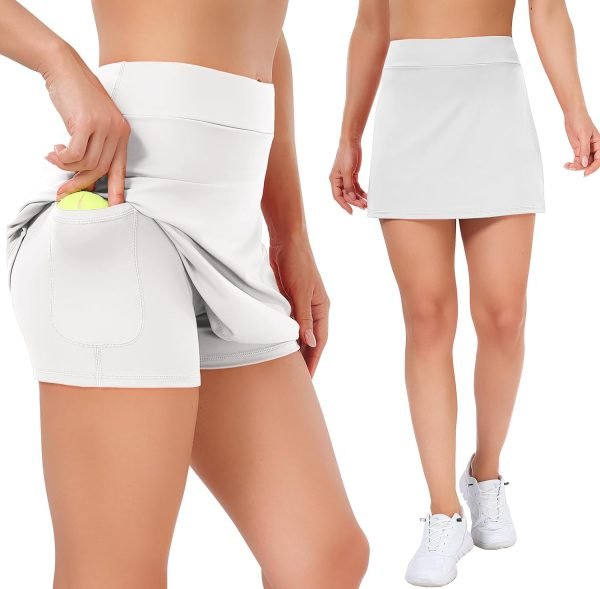 Tennis Skirts for Women Athletic Golf Skorts Workout Running Skirt Sports Activewear with Shorts Pocket 2 Pack