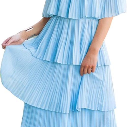 Women's Off The Shoulder Ruffles Summer Valentines Day Loose Casual Chiffon Long Party Beach Maxi Dress