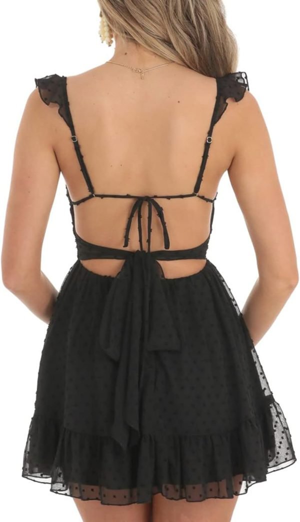 Women Graduation Dress Spaghetti Straps Sleeveless Short Dresses Y2k Low Cut Bodycon Going Out A-Line Mini Dress