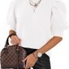 61_piDdszSL._AC_SL1145 Women's Puff Short Sleeve Sweaters 2024 Fashion Spring Tops Casual Pullover Shirts