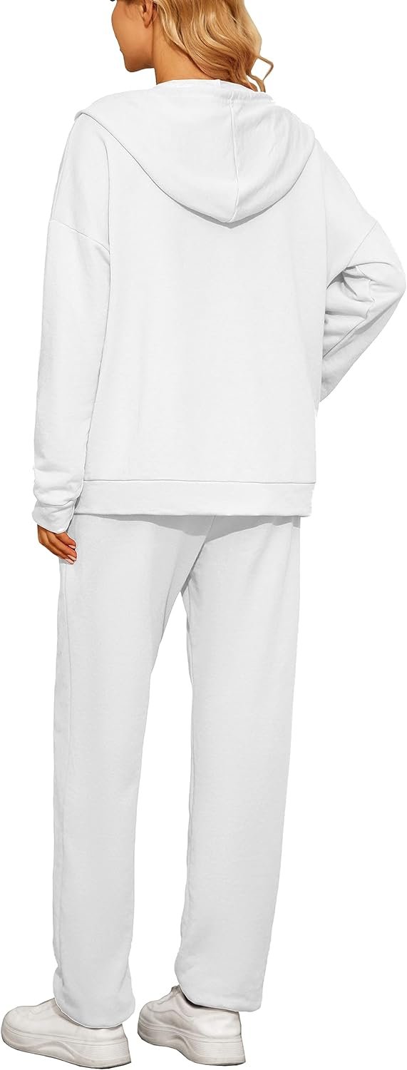 Women 2 Piece Outfits Tracksuit Casual Zip Up Hoodie Sweatsuits Jogging Long Pant Set