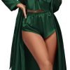 Women's 3Pcs Pajamas Satin Cami Top and Shorts with Robe Sleepwear Set
