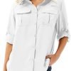 Women's UPF 50+ Long Sleeve UV Sun Protection Safari Shirt, Quick Dry SPF Hiking Fishing Breathable Shirts