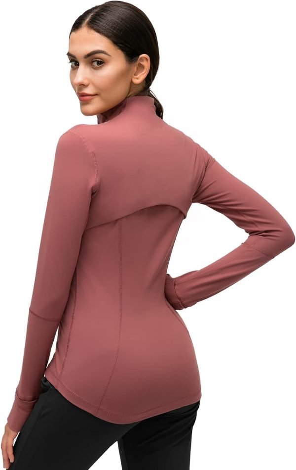 Womens Sports Running Yoga Jacket Slim Fit Full Zip Track Jacket Turtleneck Workout Jacket