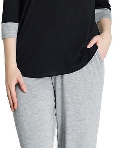 Loungewear Set pajamas Womens sleepwear Bamboo Viscose Capri Sleeve t shirt Long Pants Super Soft Novelty Pjs Set