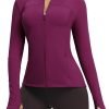 Workout Jackets for Women Full Zip Athletic Running Track Jacket with Pockets Slim Fit Yoga Jacket with Thumb Holes