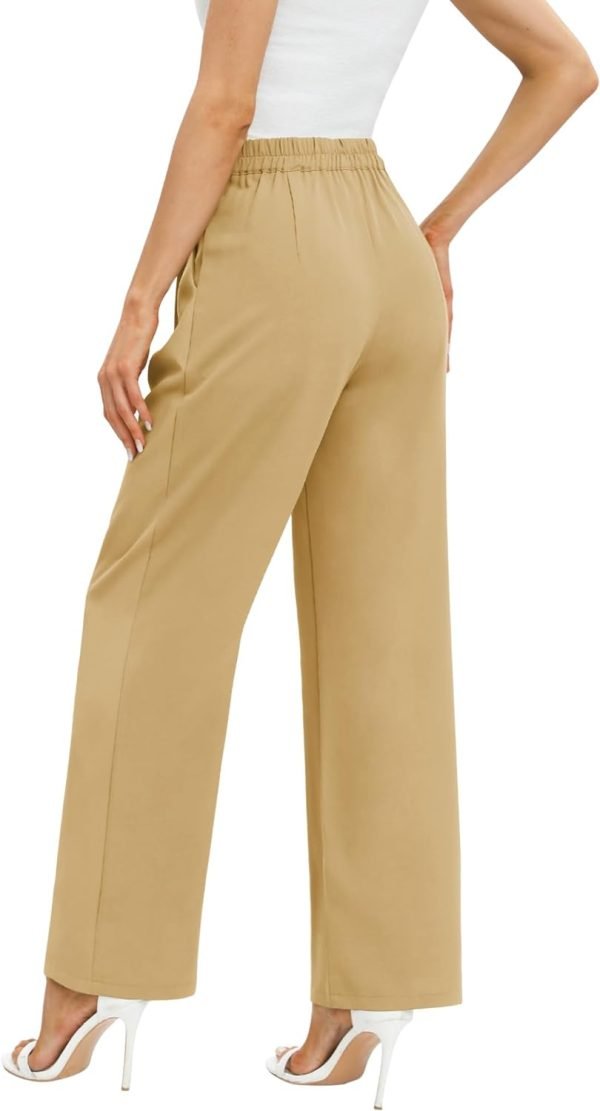 Women's Business Work Trousers High Waisted Wide Leg Pants Long Straight Suit Pants with Pocket