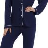 Button Up Pajamas for Women Long Sleeve Sleepwear Soft Loungewear Ladies Pjs Set XS-XXL