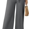 Womens Wide Leg Lounge Pants High Waisted Business Work Casual Pants Adjustable Tie Knot Loose Trousers with Pocket