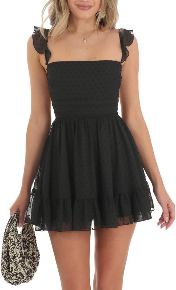 Women Graduation Dress Spaghetti Straps Sleeveless Short Dresses Y2k Low Cut Bodycon Going Out A-Line Mini Dress