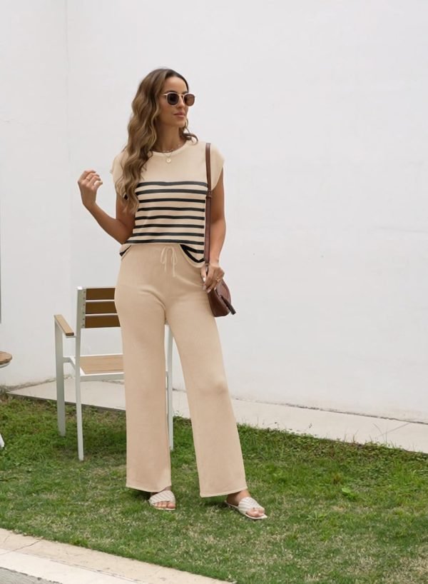 Sets for Women Spring Outfits for Women 2024 Travel Wide Leg Pant Summer Two Piece Sets Lounge Matching Sets