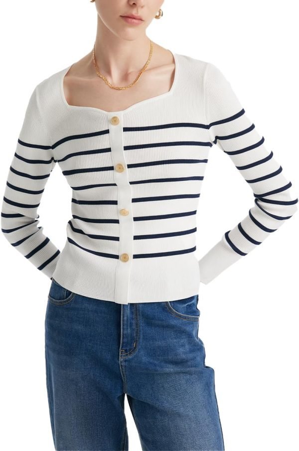 Long Sleeve Crop Tops for Women Trendy Knitted Basic Shirts Business Casual