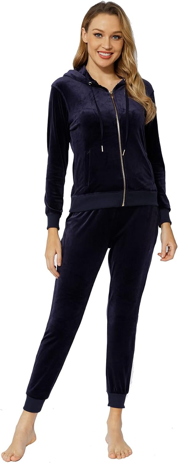 Velour Track Suits for Women Set Fall Sweatsuits 2 Piece