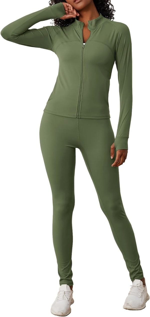 Two Piece Outfits for Women Workout Sets Bodycon Tracksuit Long Sleeve Zip Up Hoodie Jacket Jogger Sweat Pants Set