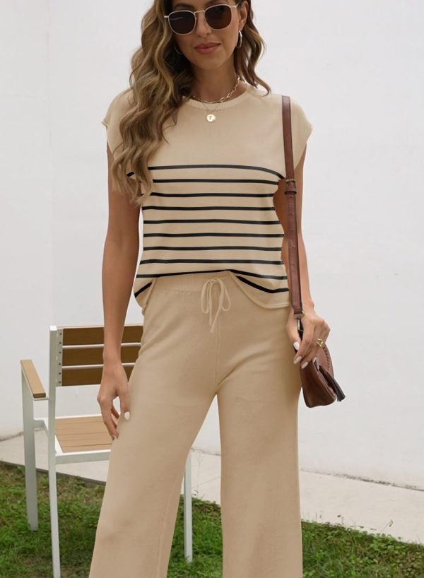 Sets for Women Spring Outfits for Women 2024 Travel Wide Leg Pant Summer Two Piece Sets Lounge Matching Sets