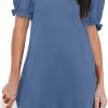 Women's Casual Dresses Puff Short Sleeve V-Neck Cocktail Dress with Pockets