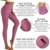 Womens Yoga Leggings Tummy Control Yoga Pants with Pockets High Waist Buttery Soft Workout Leggings