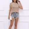 Womens Cap Sleeve Sweater Vest Summer Tops Sleeveless Tank Tops 2024 Trendy Spring Clothes Striped Short Sleeve Shirts